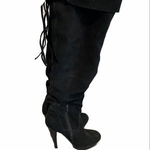 Over the knee platform suede leather boots